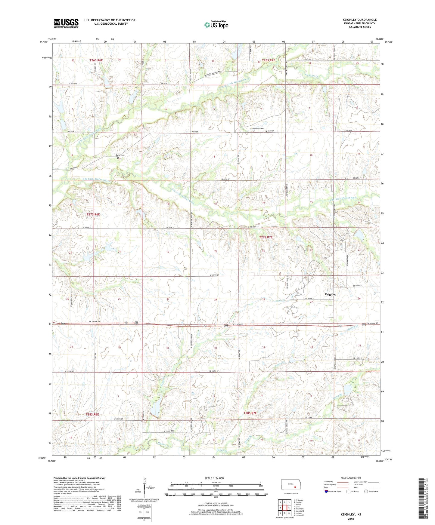 Keighley Kansas US Topo Map Image