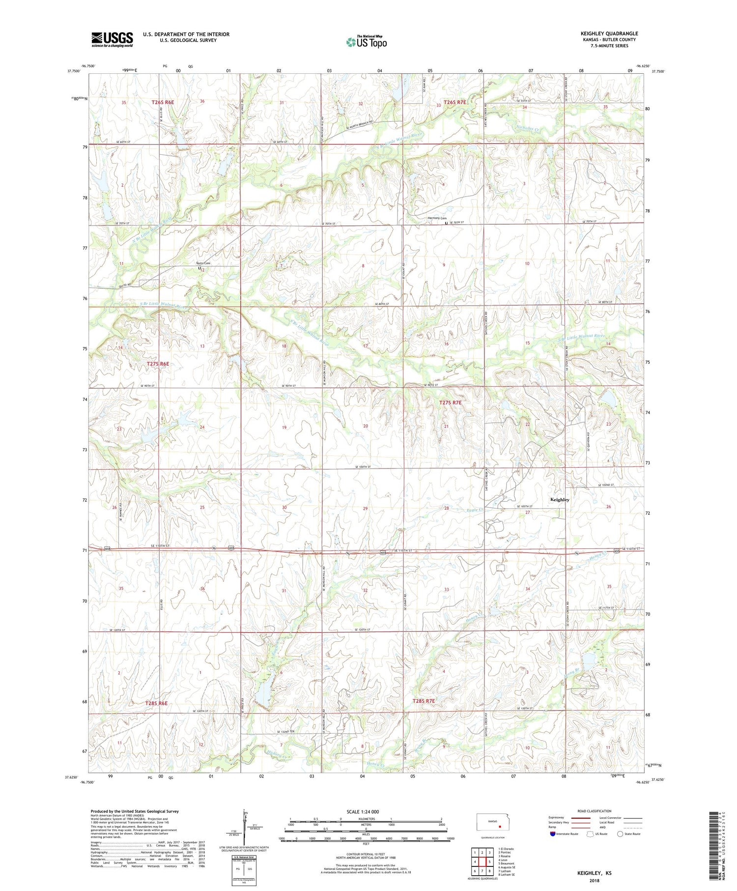 Keighley Kansas US Topo Map Image