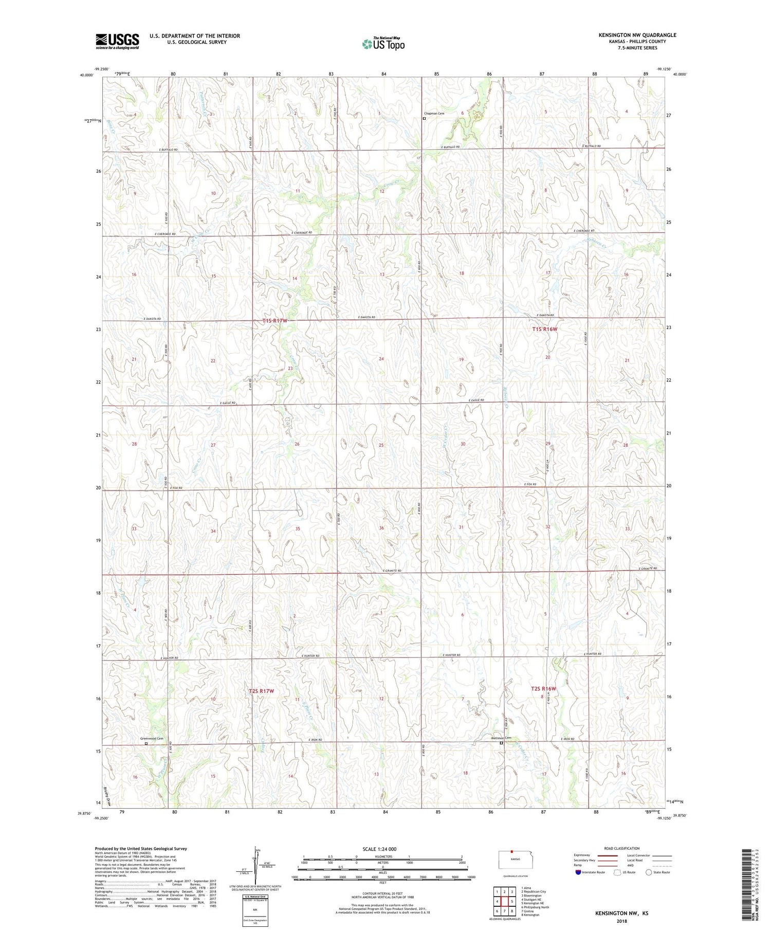 Kensington NW Kansas US Topo Map Image