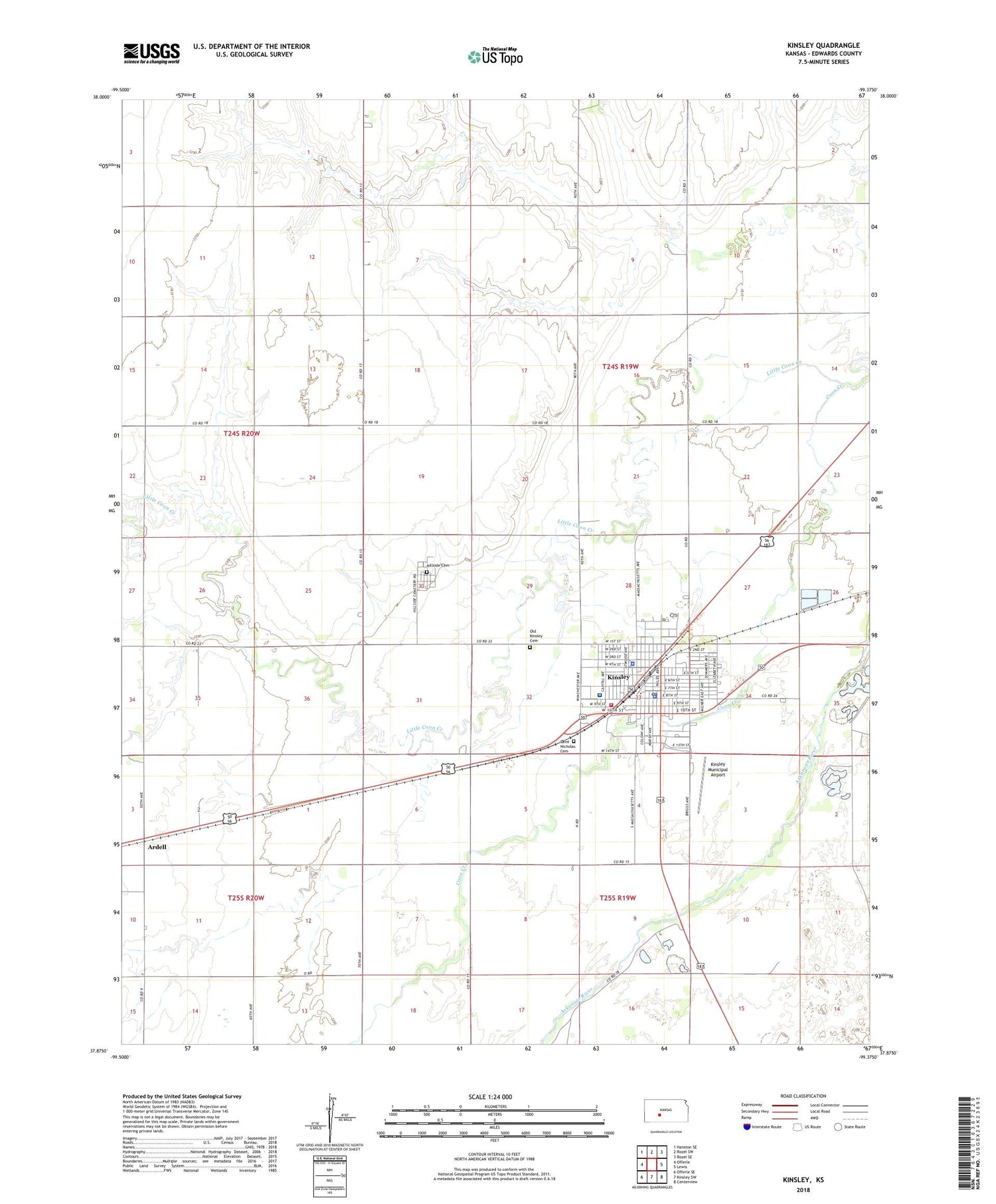 Kinsley Kansas US Topo Map Image