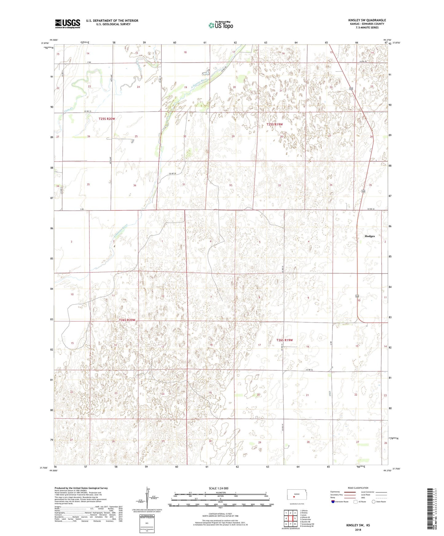 Kinsley SW Kansas US Topo Map Image