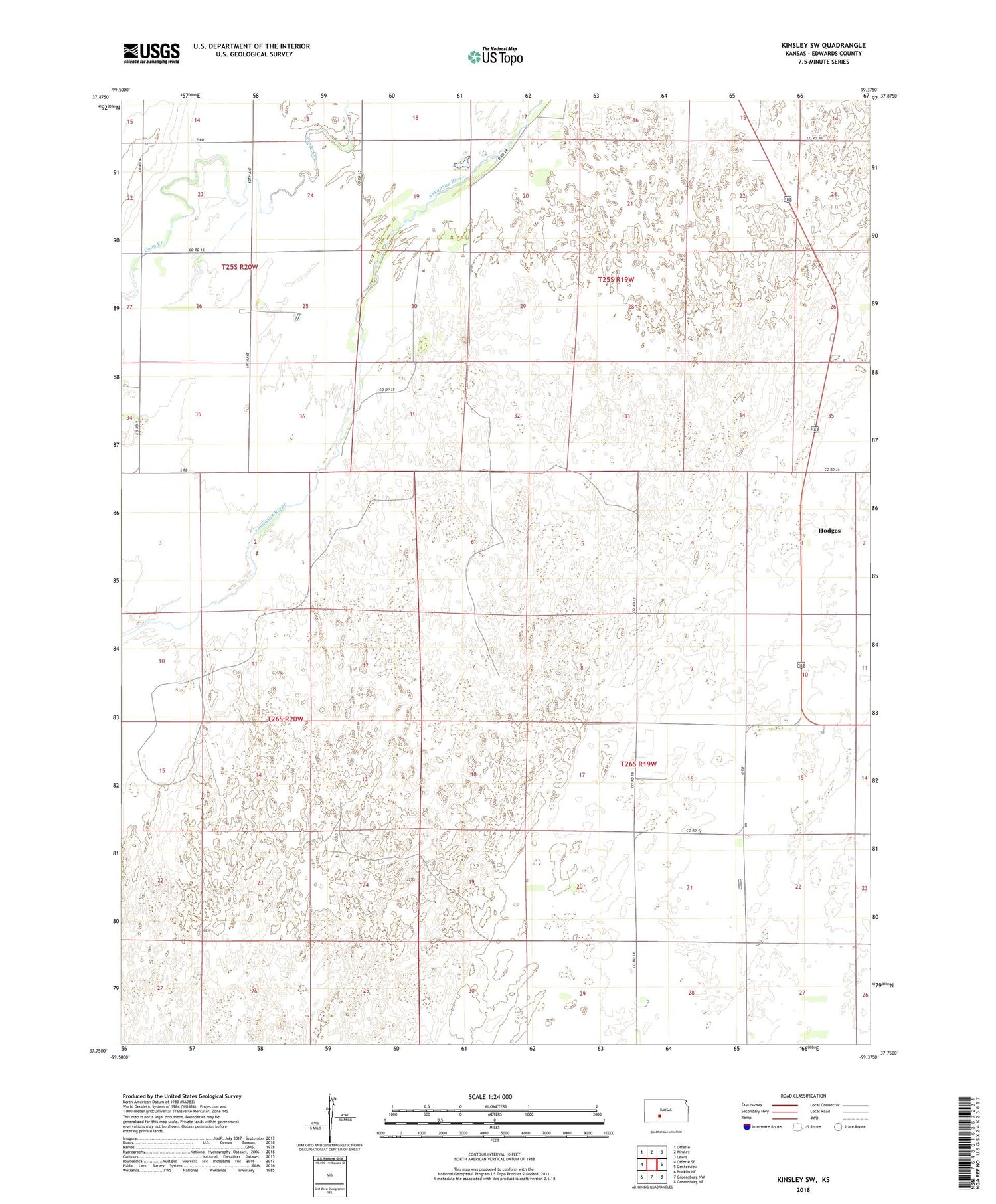 Kinsley SW Kansas US Topo Map Image