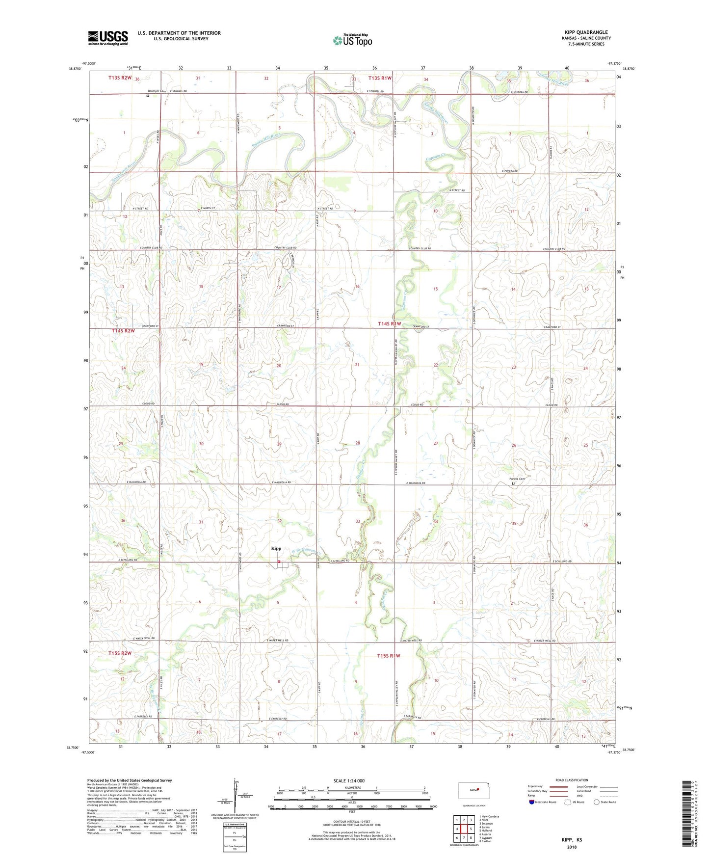 Kipp Kansas US Topo Map Image