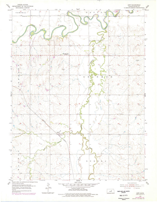 Classic USGS Kipp Kansas 7.5'x7.5' Topo Map Image