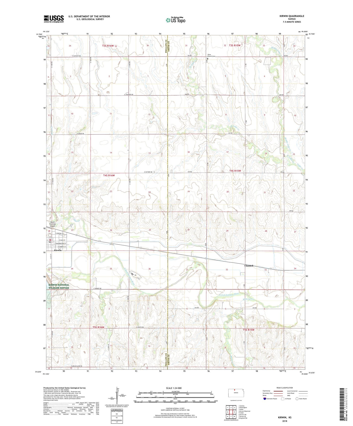 Kirwin Kansas US Topo Map Image