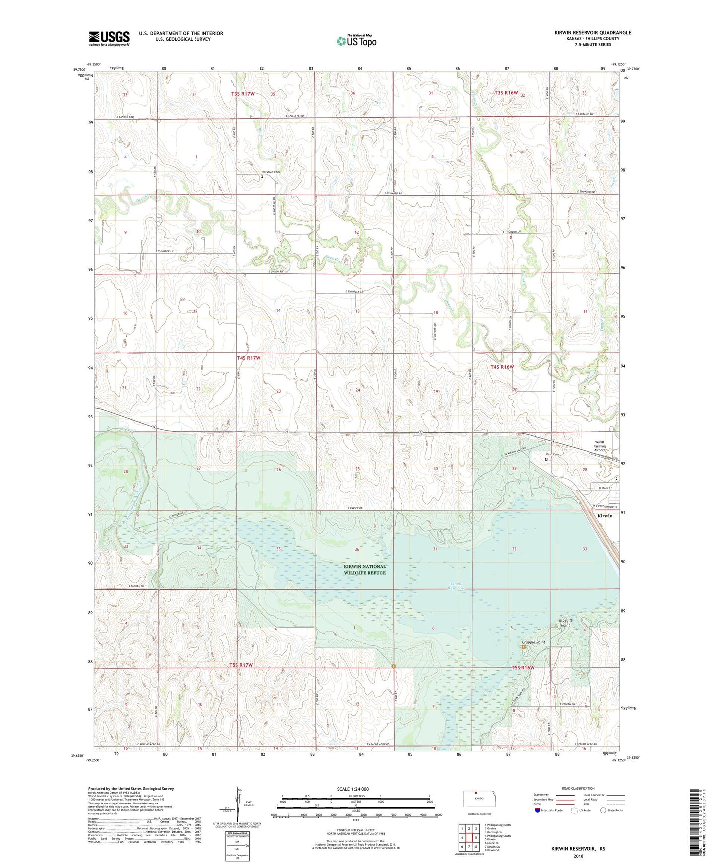Kirwin Reservoir Kansas US Topo Map Image