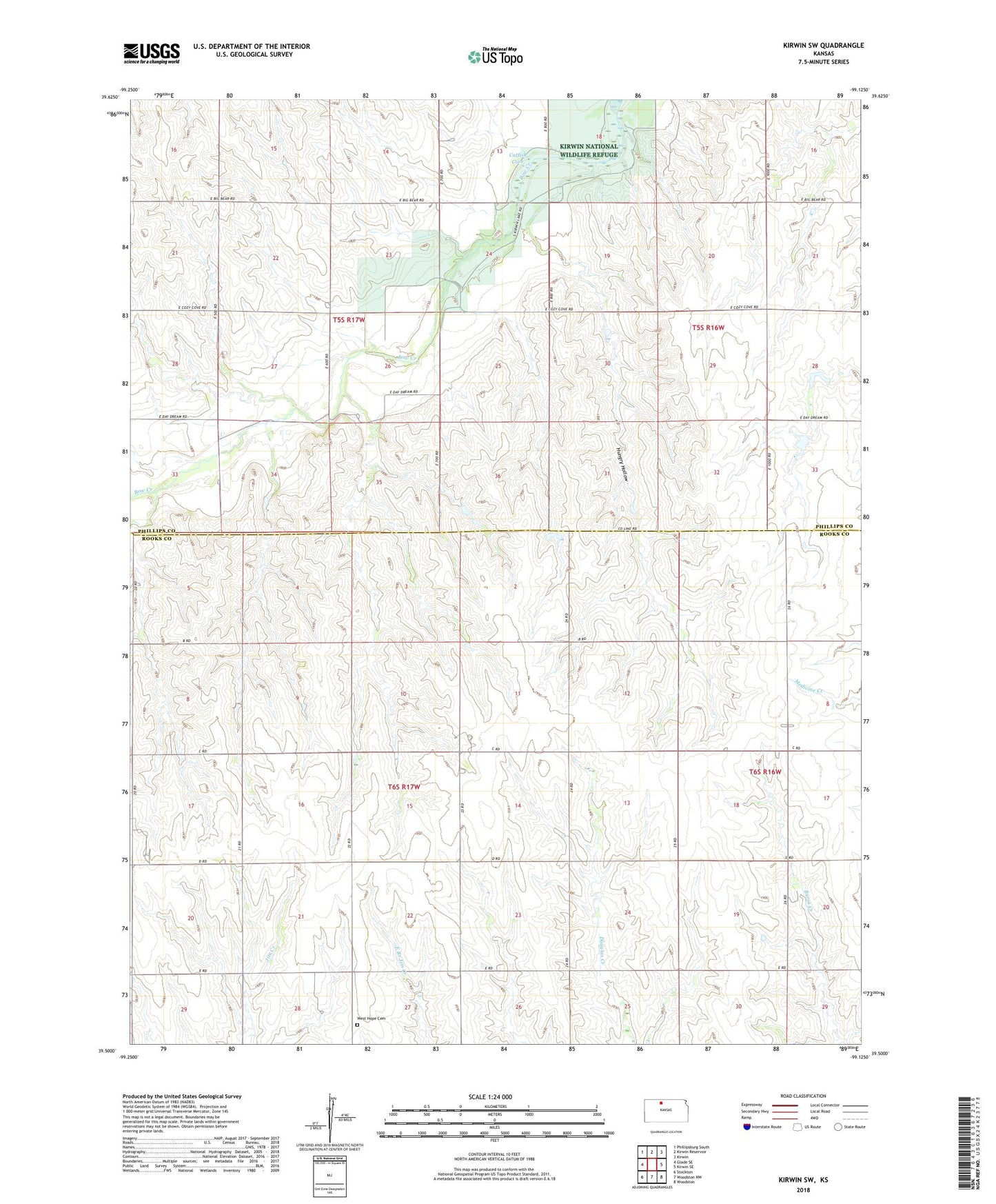 Kirwin SW Kansas US Topo Map Image