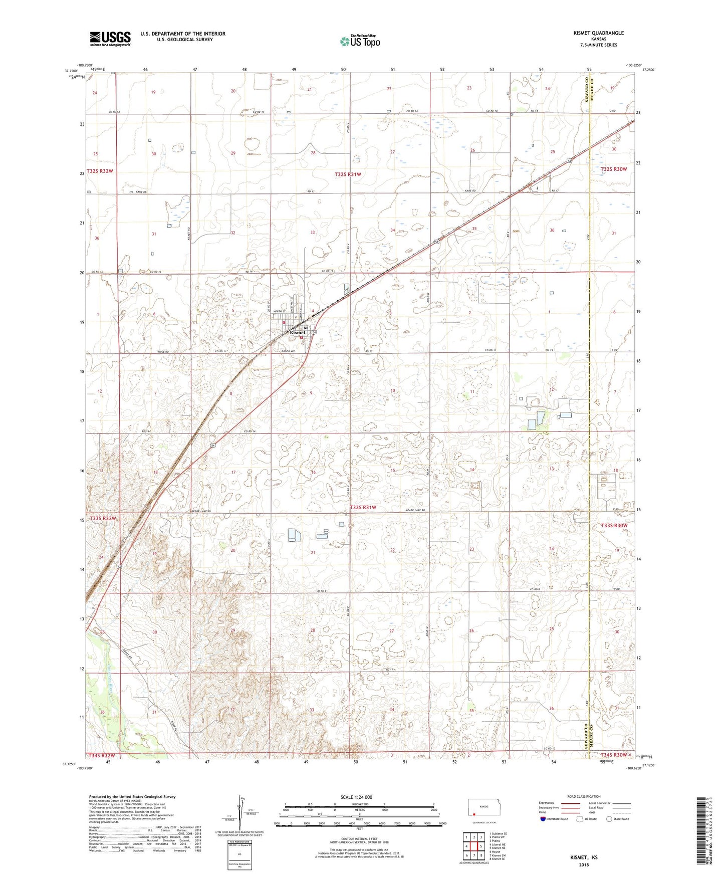 Kismet Kansas US Topo Map Image