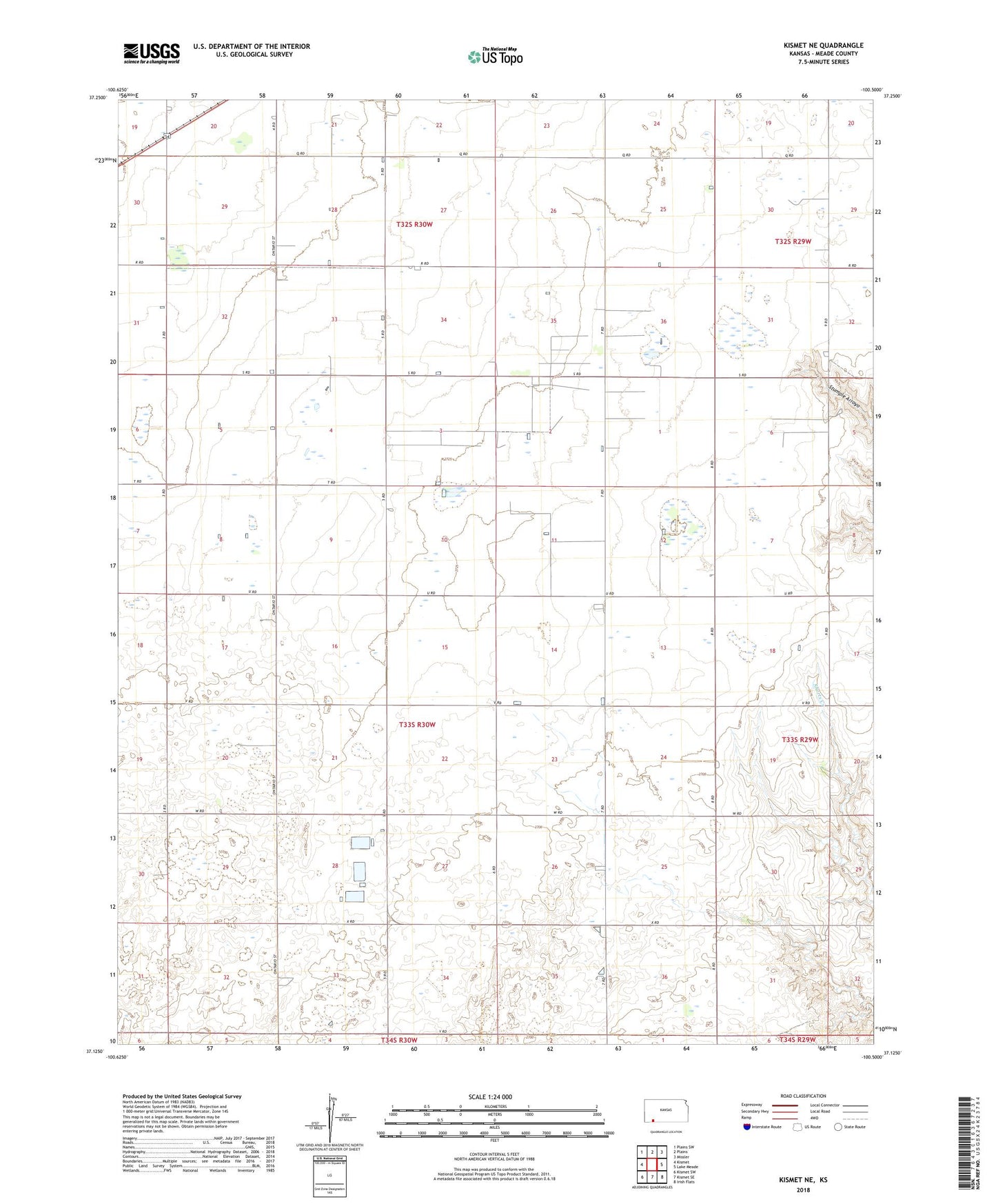 Kismet NE Kansas US Topo Map Image