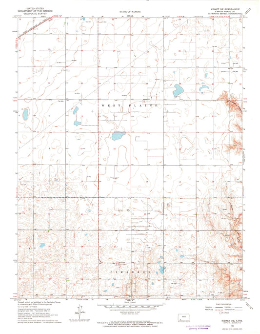 Classic USGS Kismet NE Kansas 7.5'x7.5' Topo Map Image
