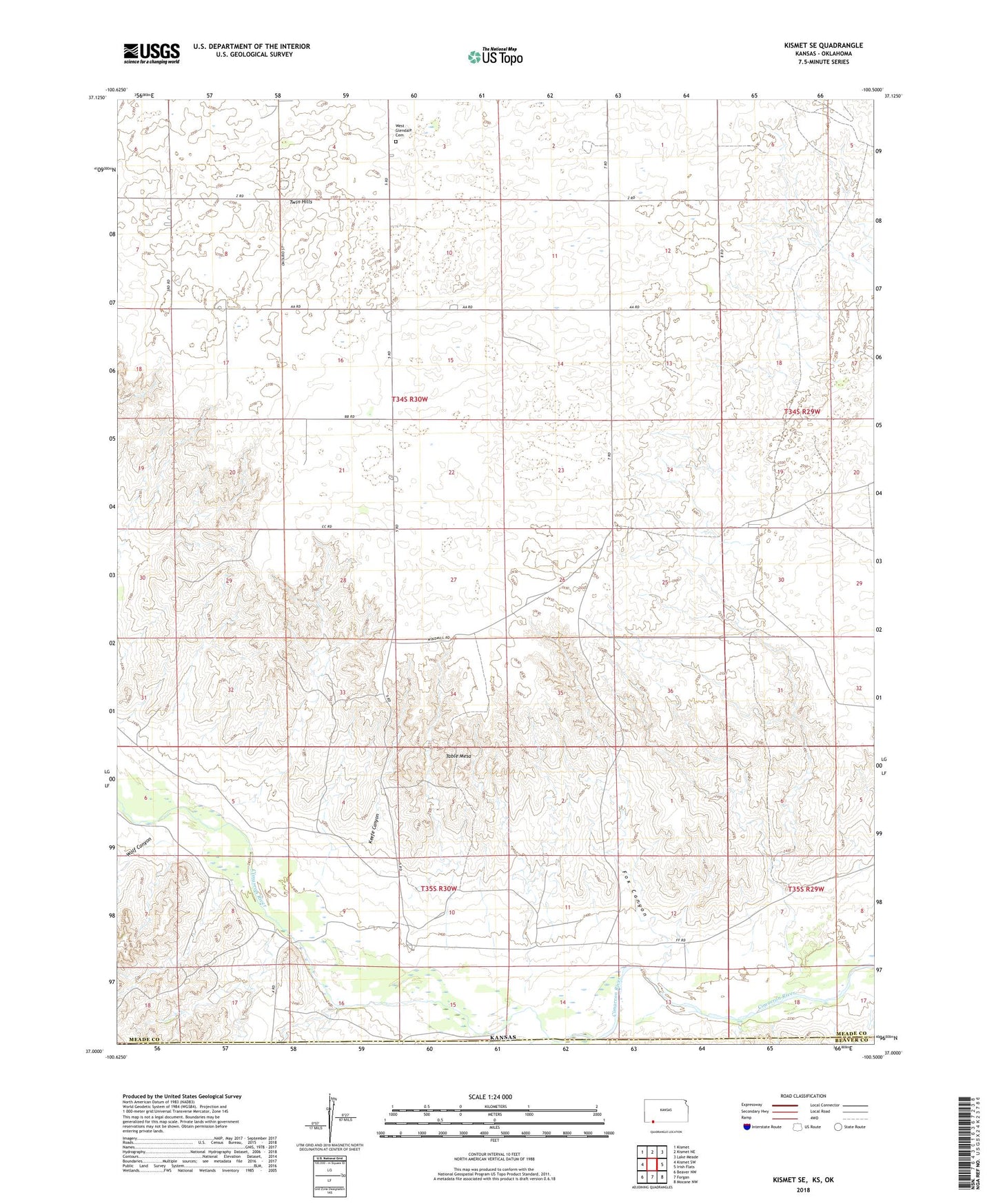 Kismet SE Kansas US Topo Map Image