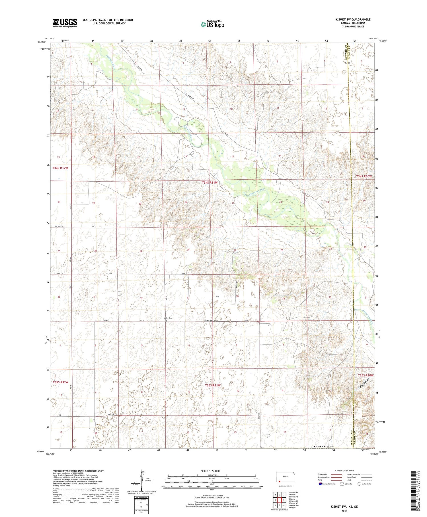 Kismet SW Kansas US Topo Map Image