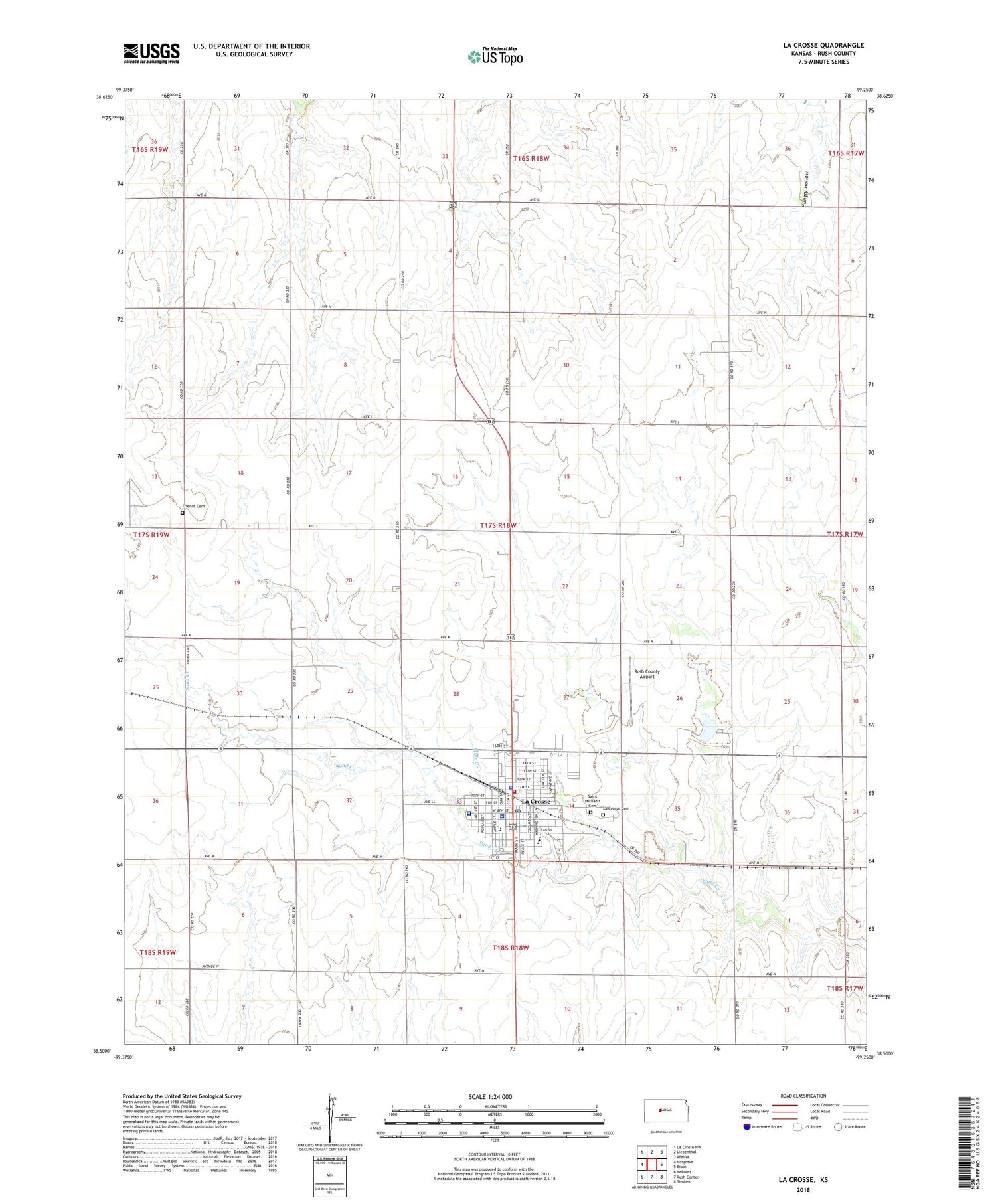 La Crosse Kansas US Topo Map Image