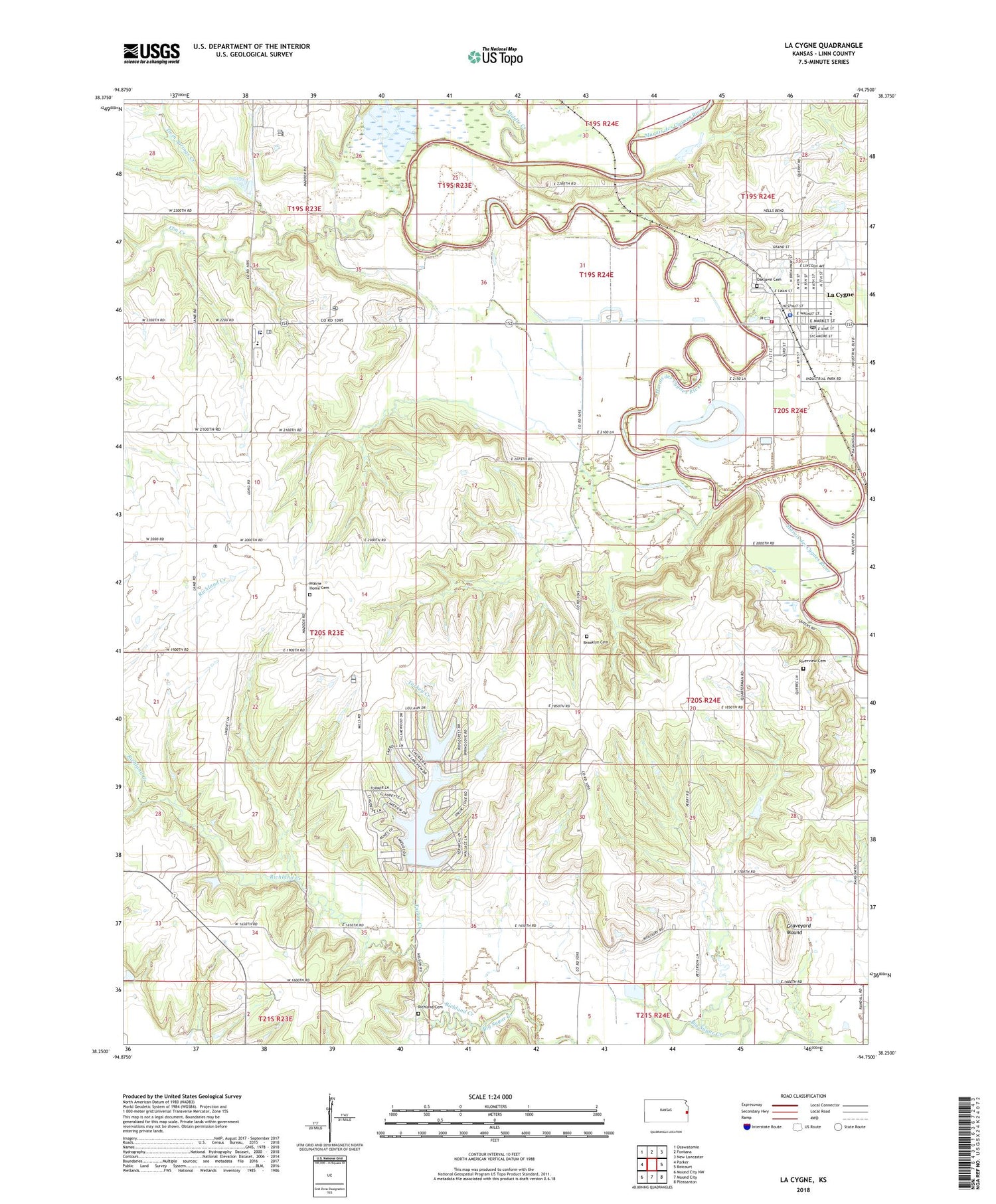 La Cygne Kansas US Topo Map Image