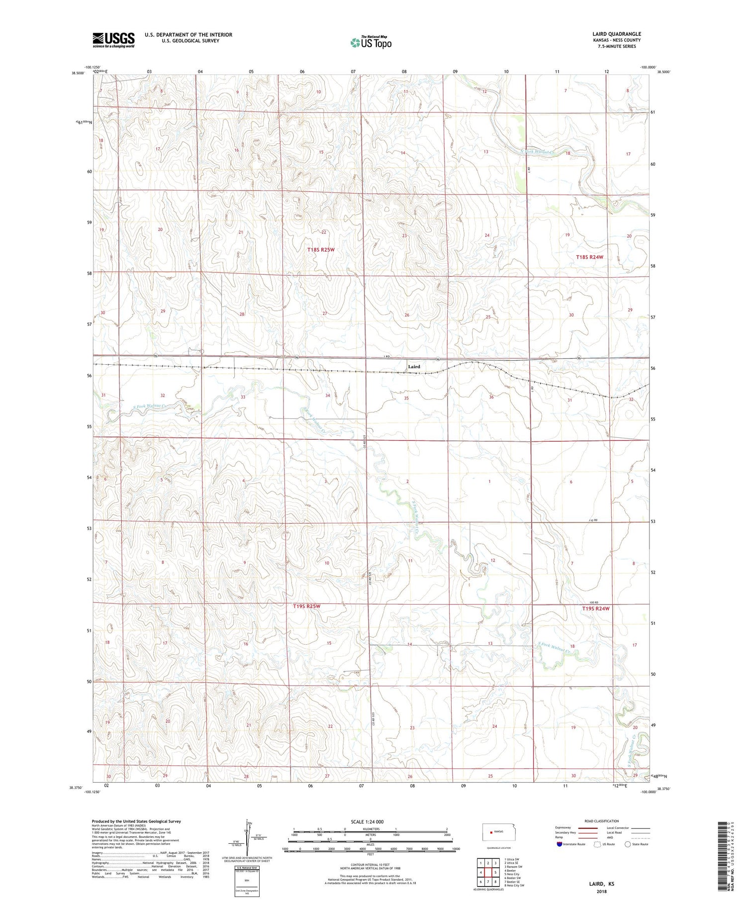 Laird Kansas US Topo Map Image