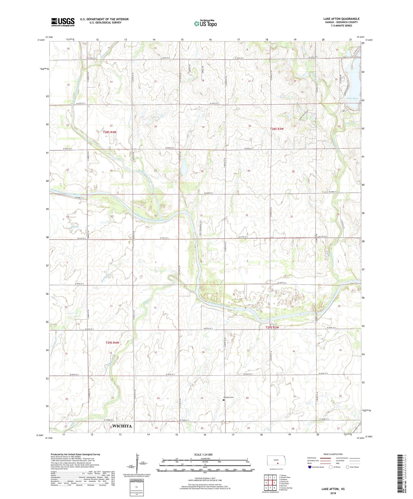 Lake Afton Kansas US Topo Map Image