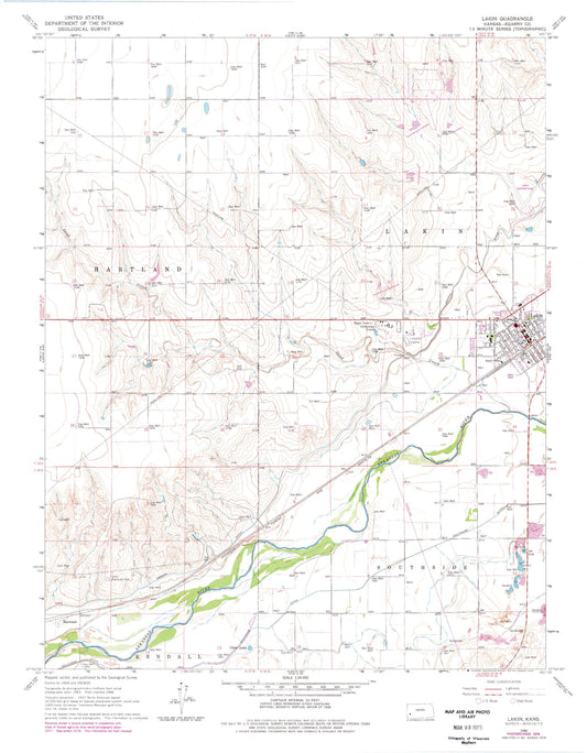 Classic USGS Lakin Kansas 7.5'x7.5' Topo Map Image