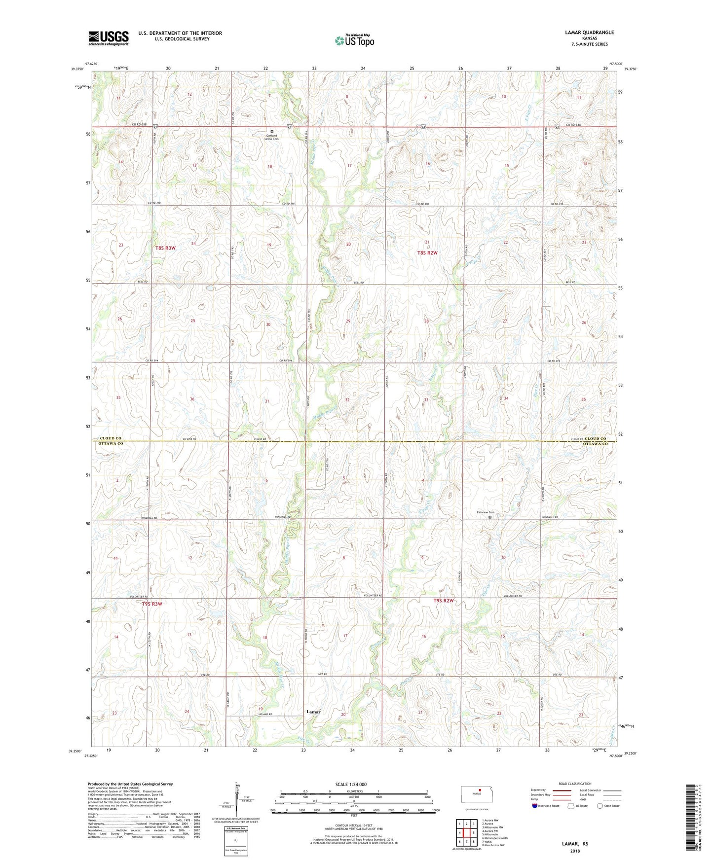 Lamar Kansas US Topo Map Image