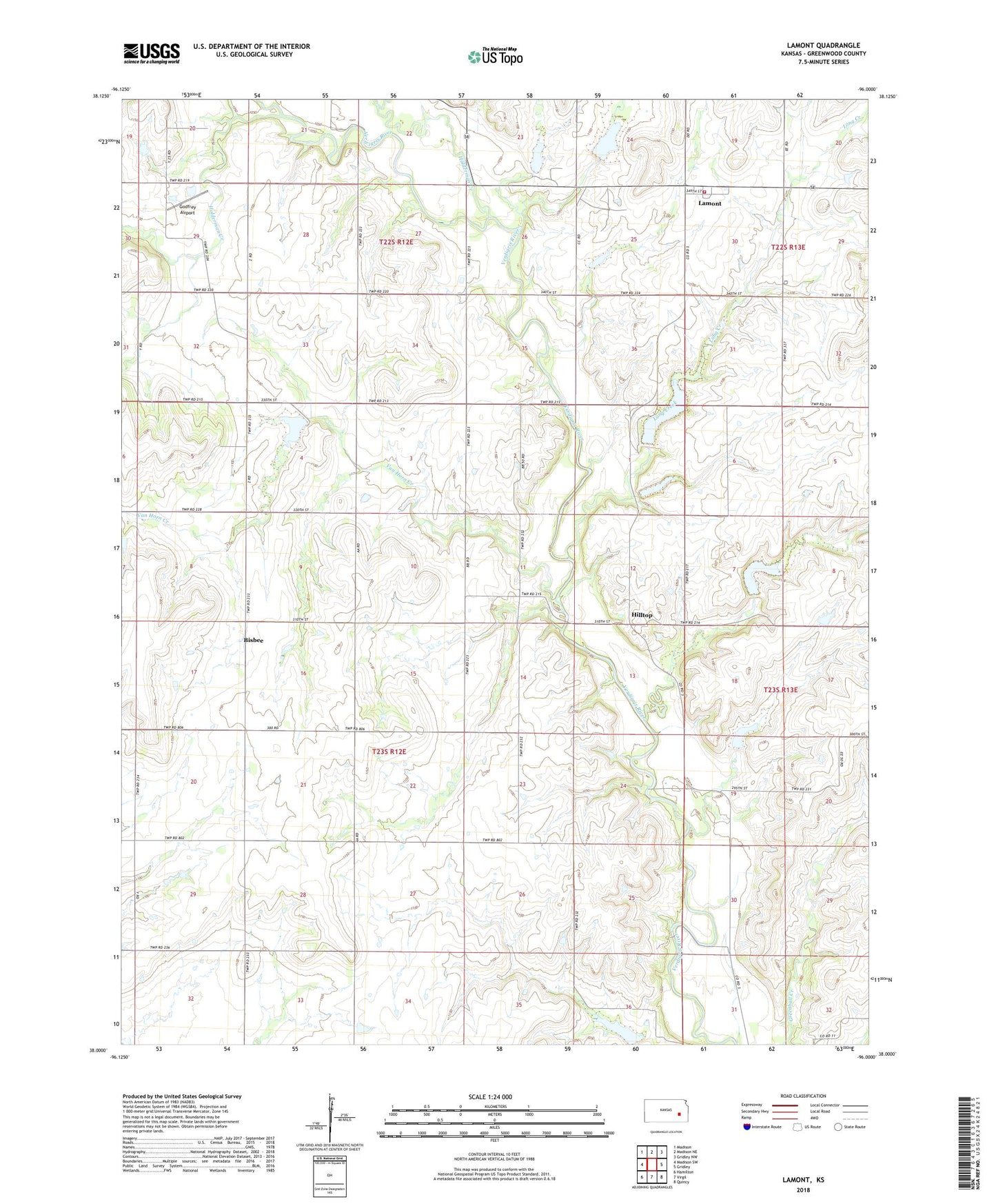 Lamont Kansas US Topo Map Image