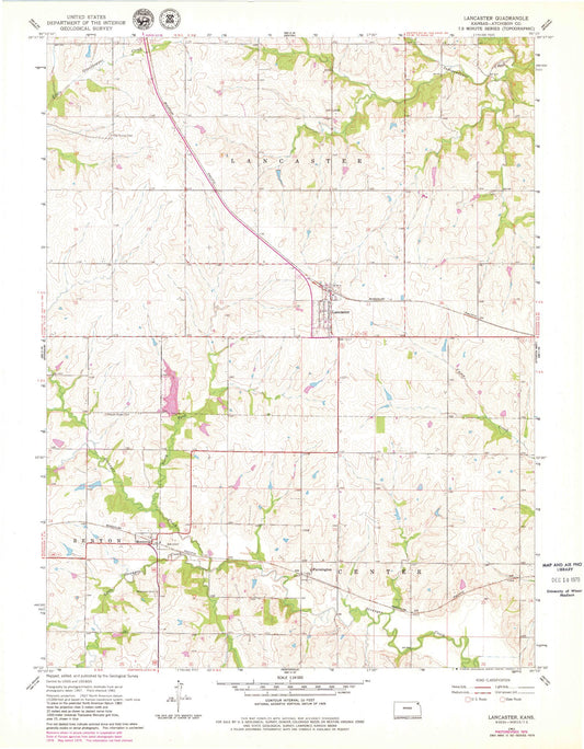 Classic USGS Lancaster Kansas 7.5'x7.5' Topo Map Image