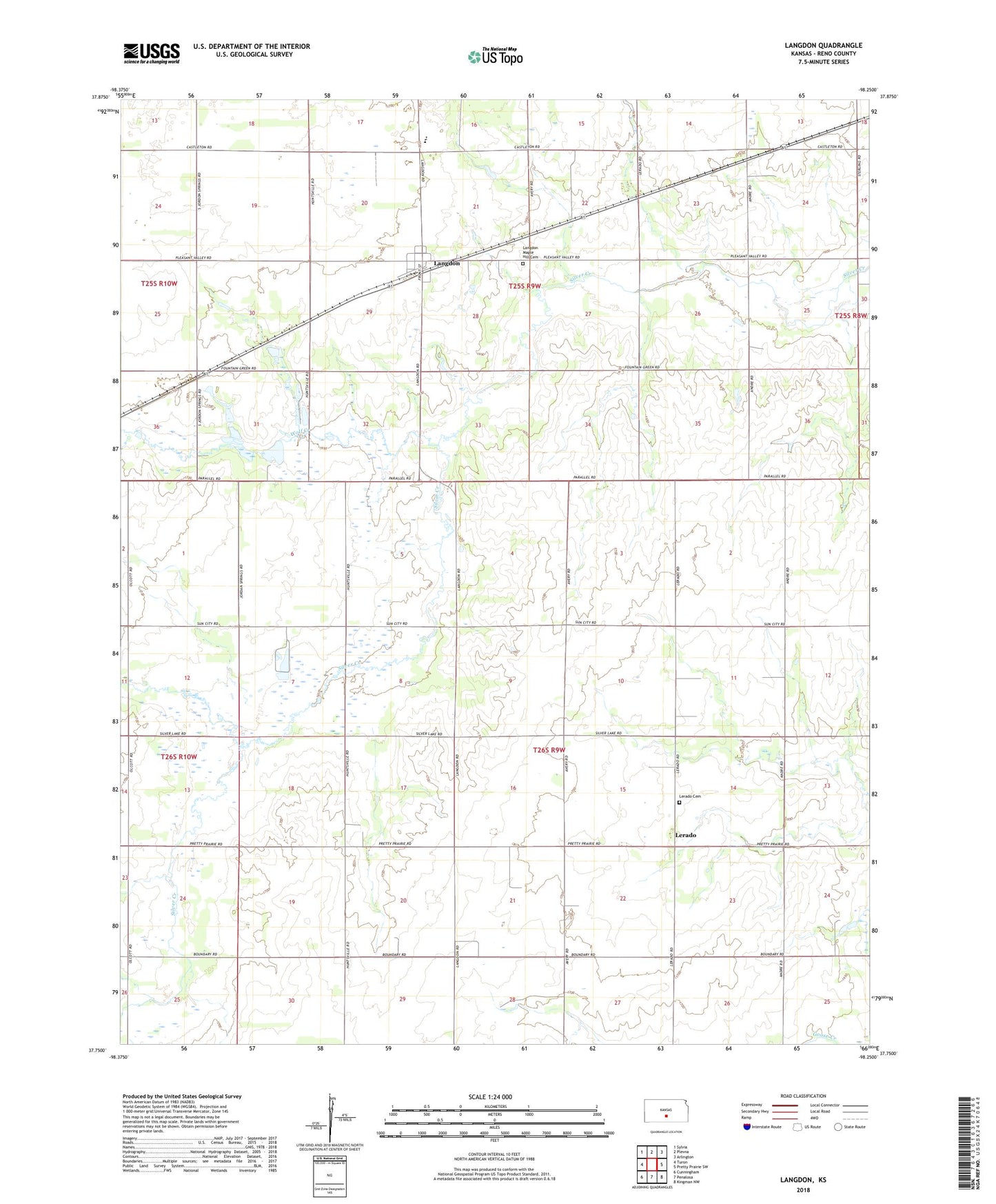 Langdon Kansas US Topo Map Image