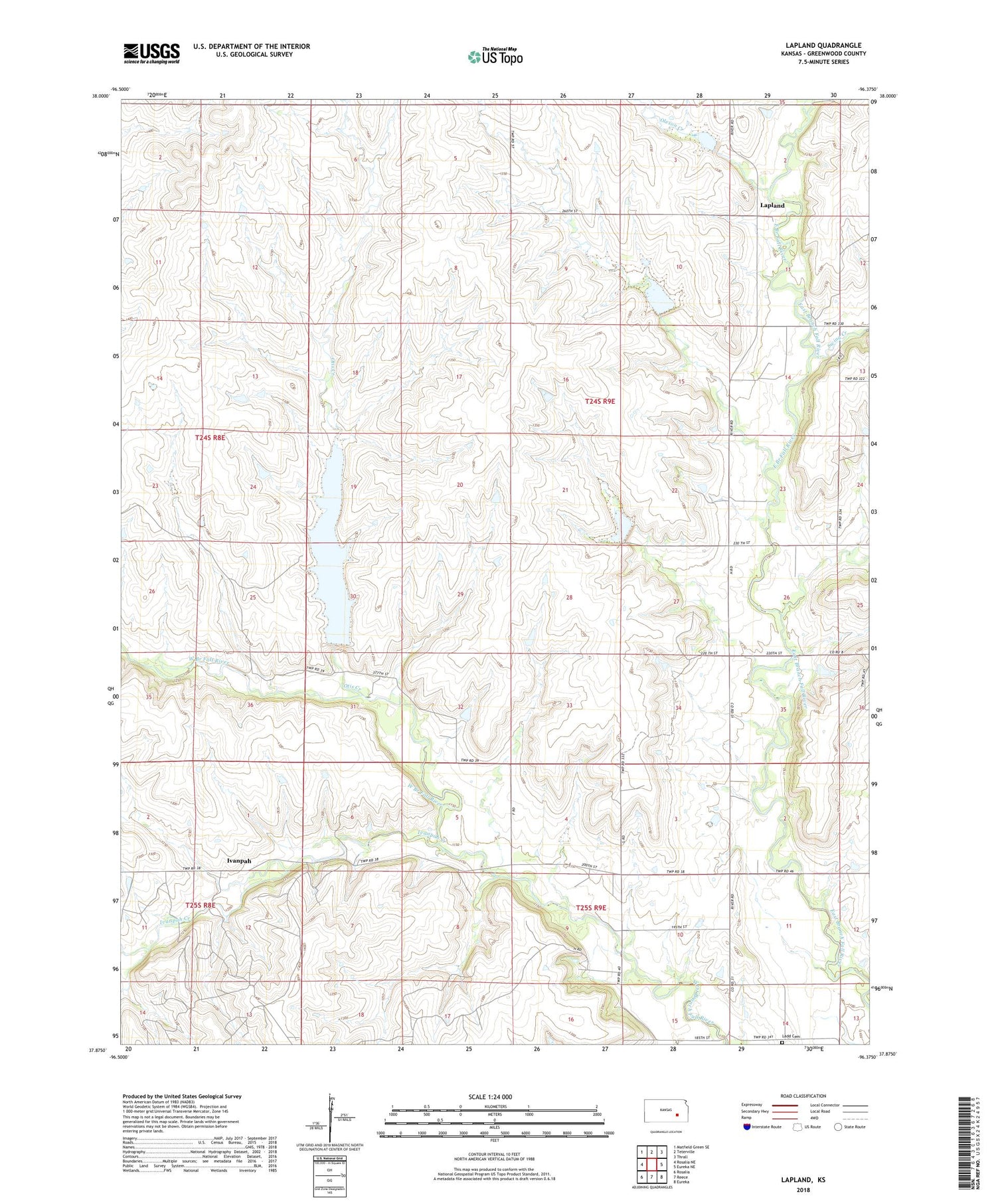 Lapland Kansas US Topo Map Image