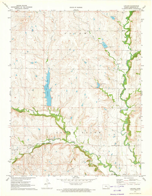 Classic USGS Lapland Kansas 7.5'x7.5' Topo Map Image