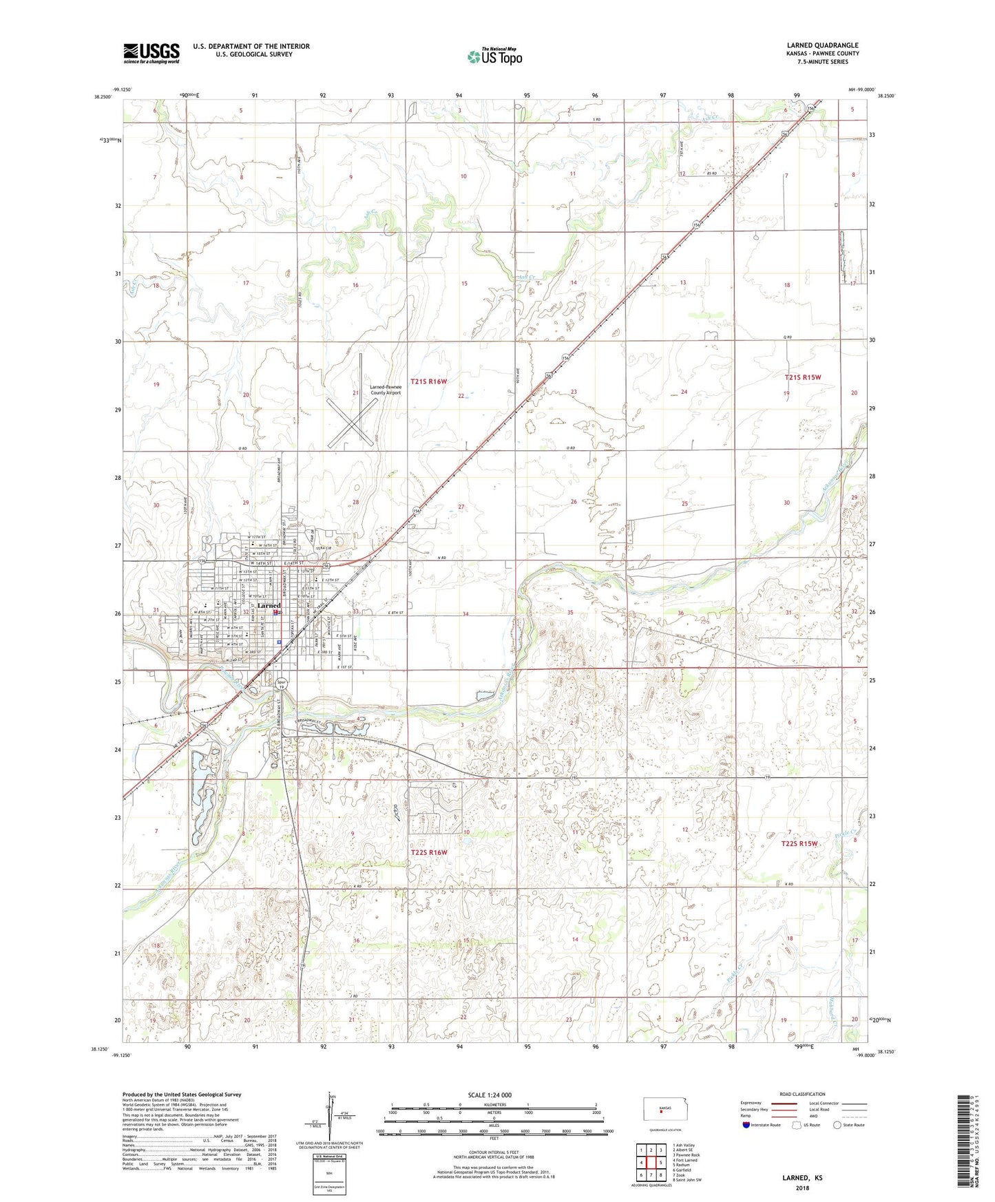 Larned Kansas US Topo Map Image
