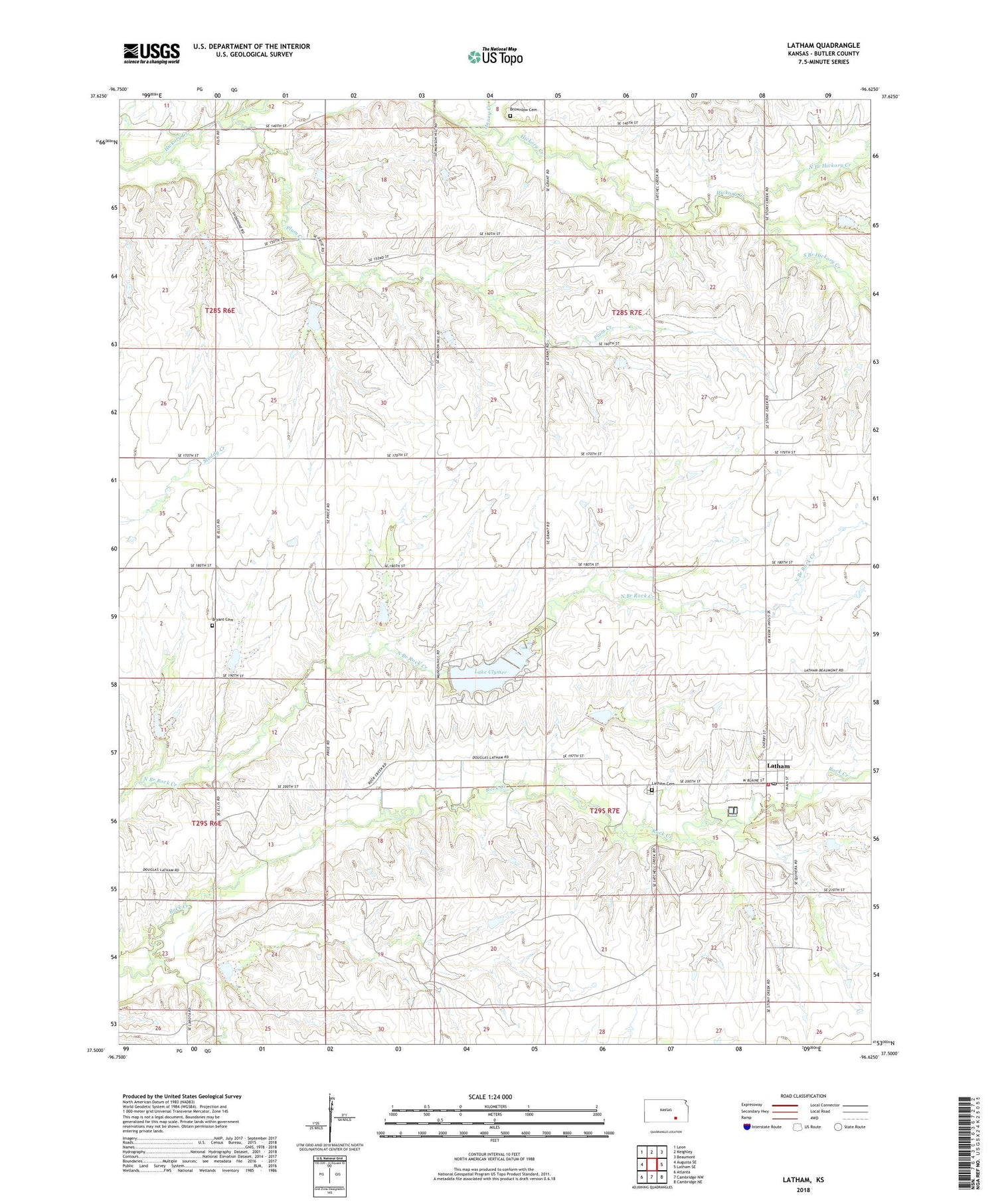 Latham Kansas US Topo Map Image