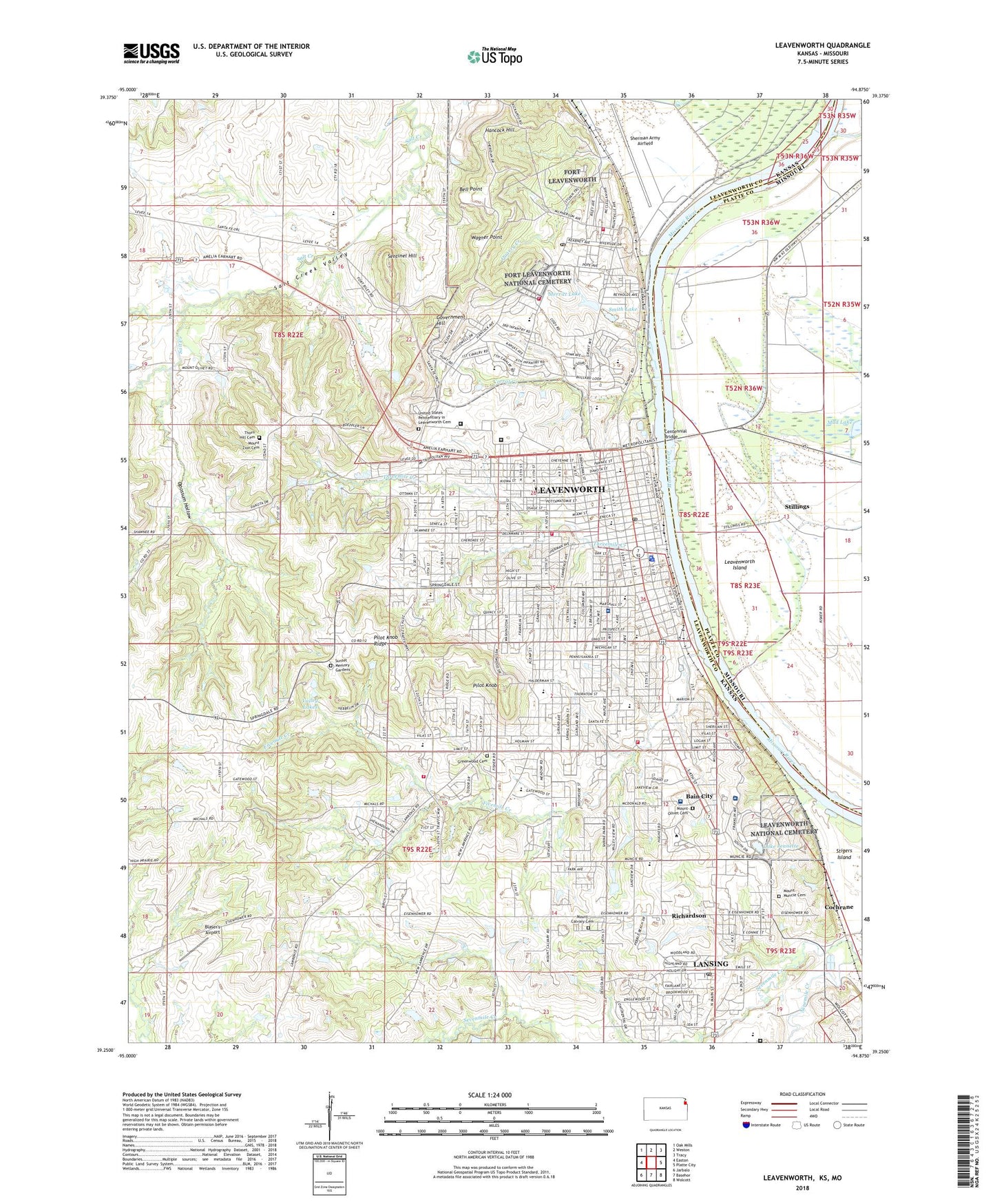 Leavenworth Kansas US Topo Map Image