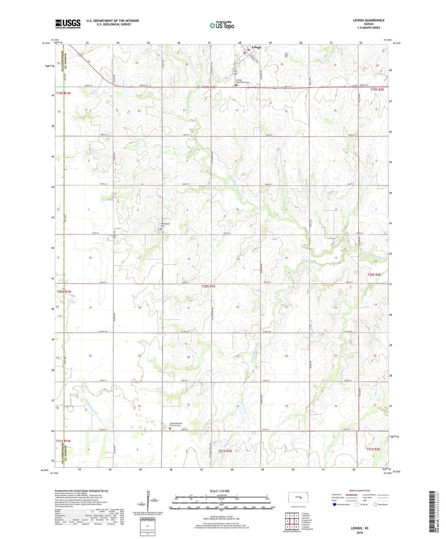 Lehigh Kansas US Topo Map Image
