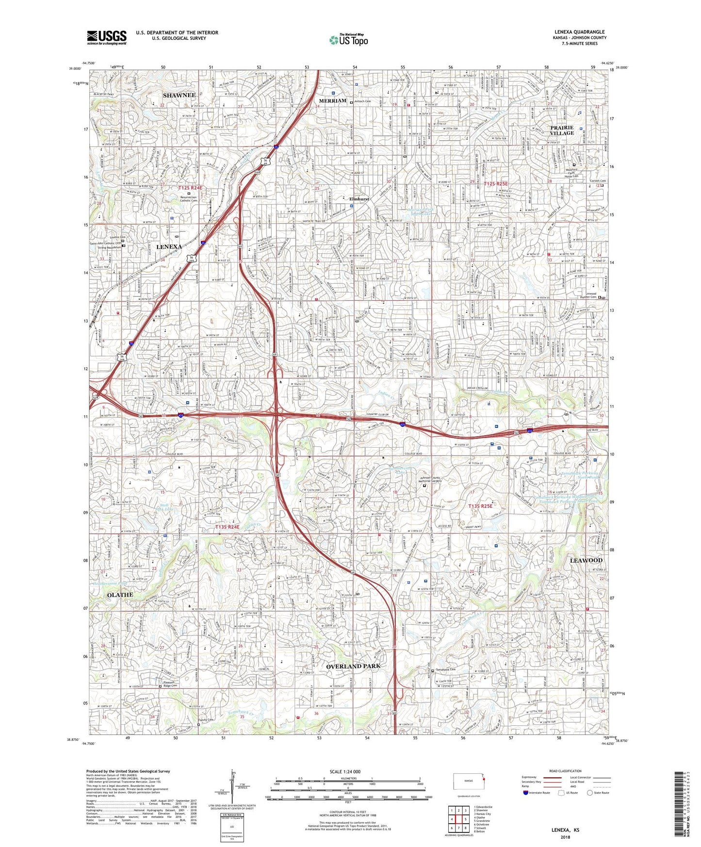 Lenexa Kansas US Topo Map Image
