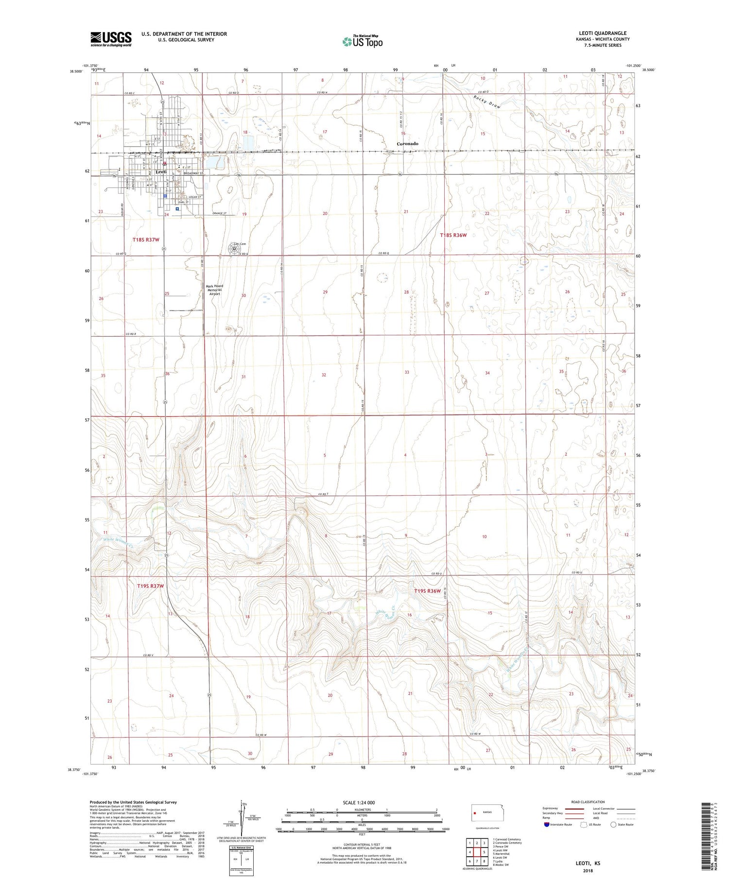 Leoti Kansas US Topo Map Image
