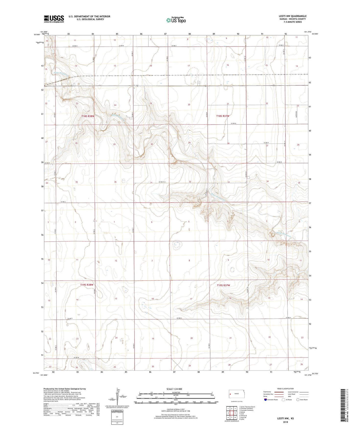 Leoti NW Kansas US Topo Map Image