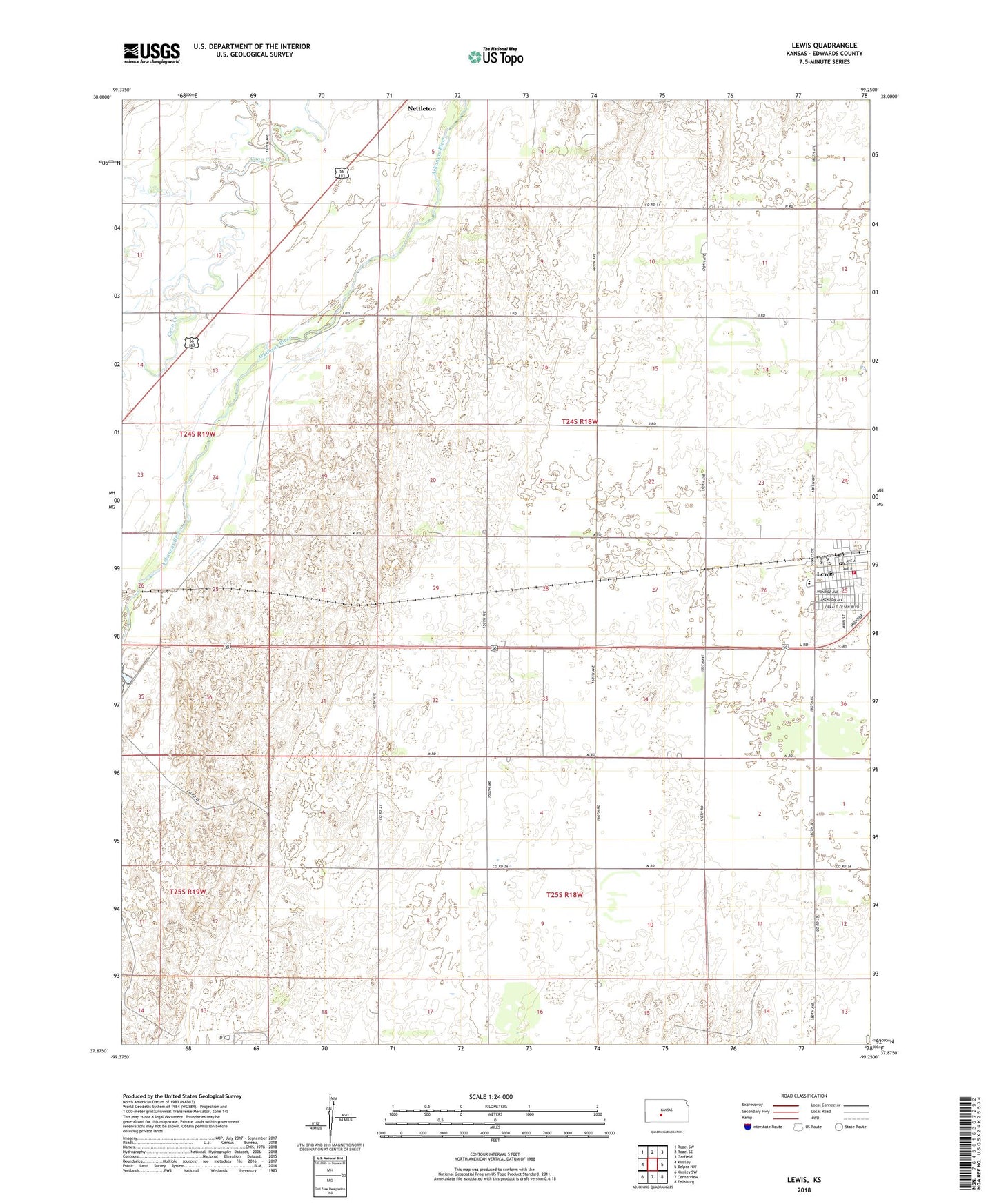 Lewis Kansas US Topo Map Image