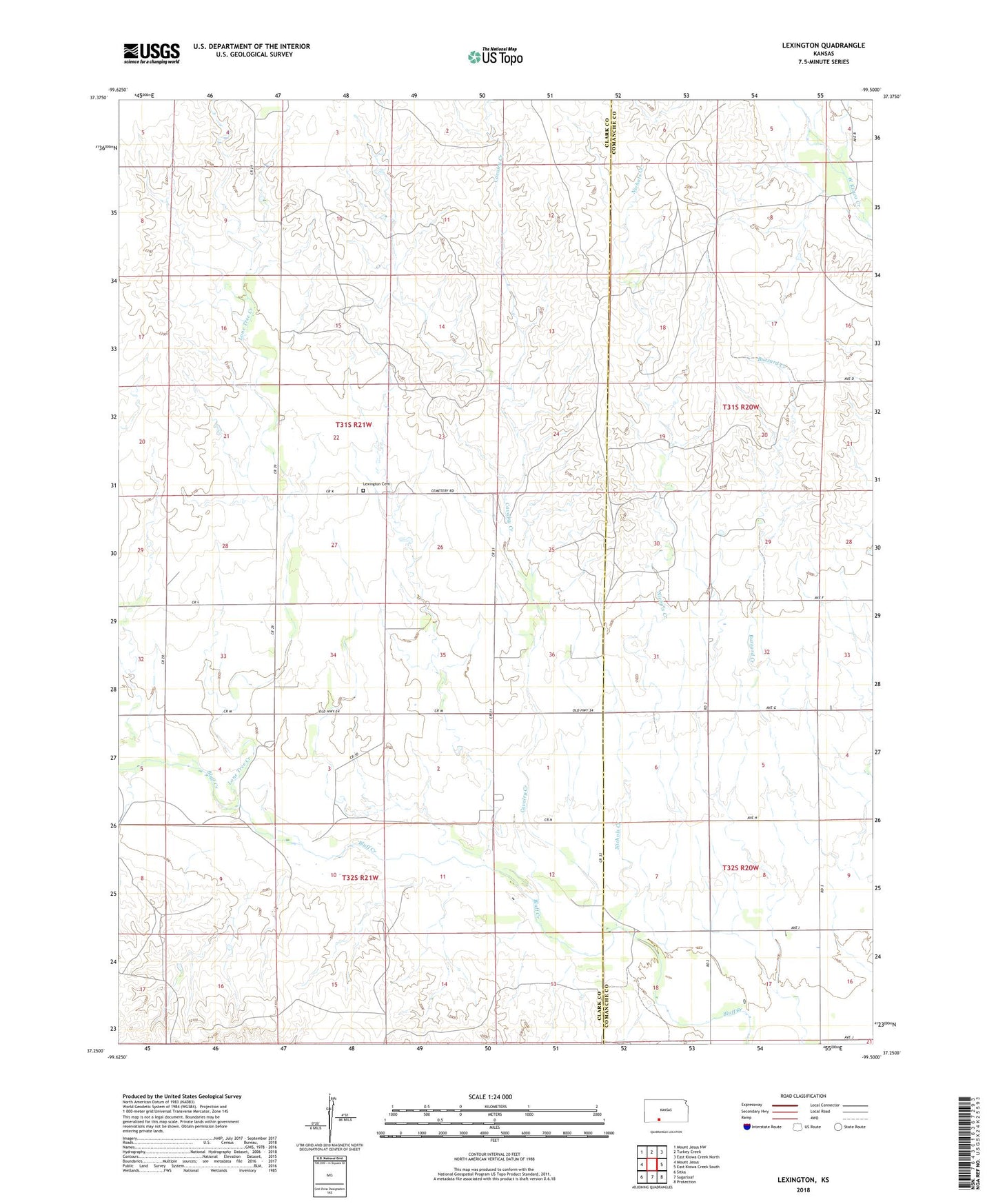 Lexington Kansas US Topo Map Image
