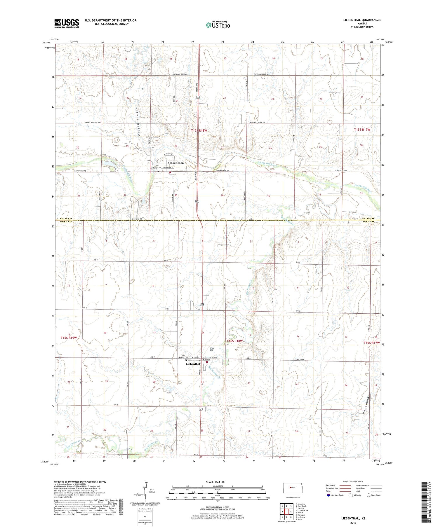Liebenthal Kansas US Topo Map Image