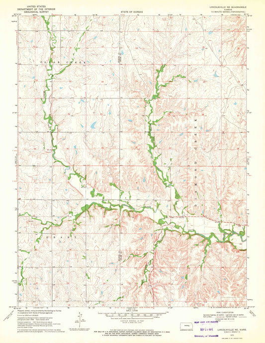 Classic USGS Lincolnville NE Kansas 7.5'x7.5' Topo Map Image