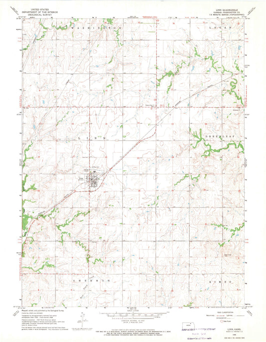 Classic USGS Linn Kansas 7.5'x7.5' Topo Map Image