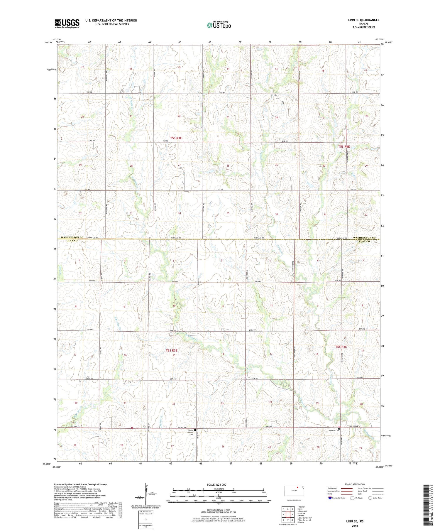 Linn SE Kansas US Topo Map Image