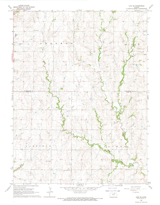 Classic USGS Linn SE Kansas 7.5'x7.5' Topo Map Image