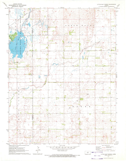 Classic USGS Little Salt Marsh Kansas 7.5'x7.5' Topo Map Image