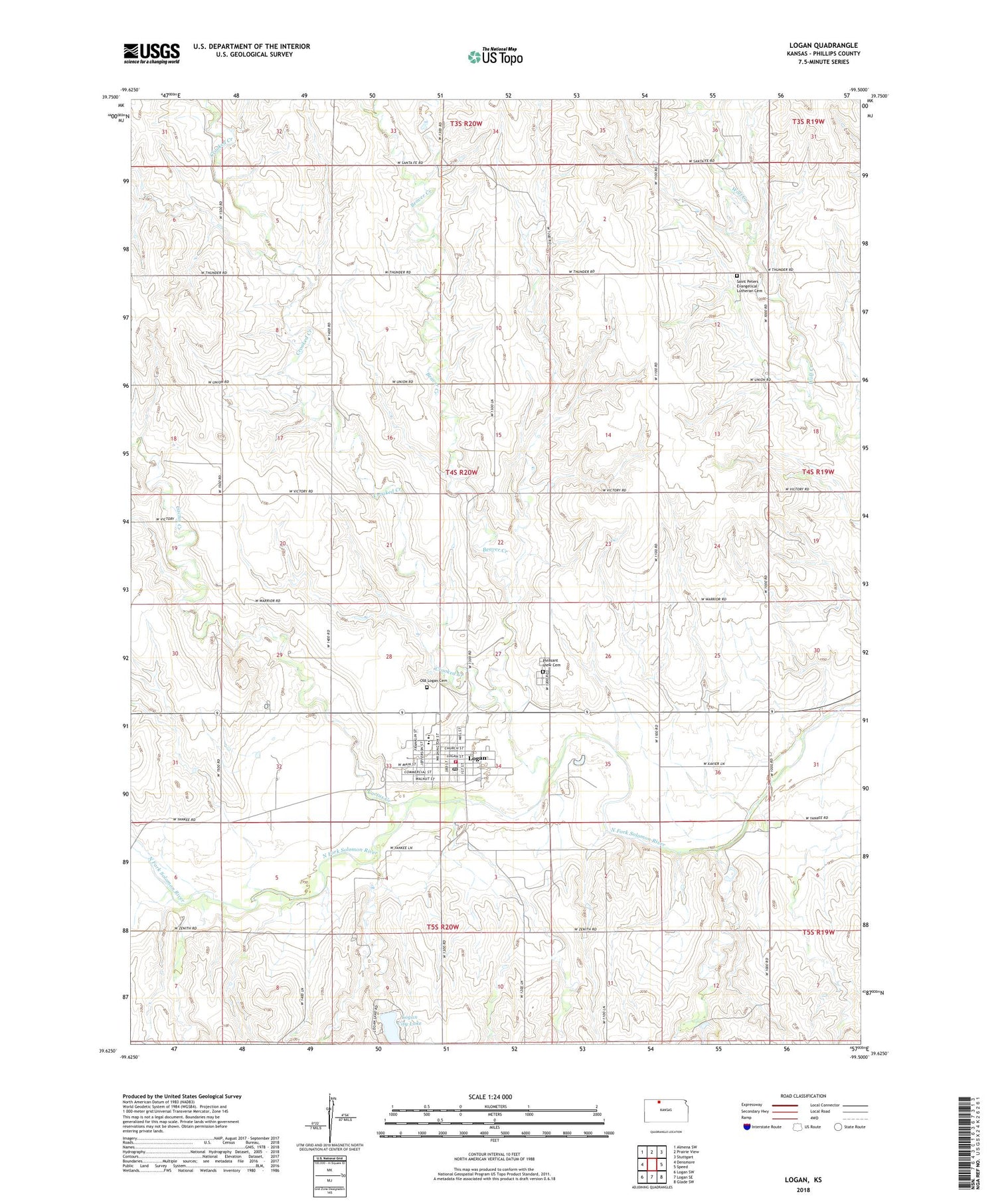 Logan Kansas US Topo Map Image