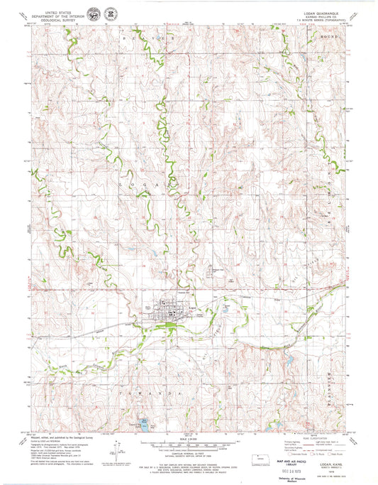 Classic USGS Logan Kansas 7.5'x7.5' Topo Map Image