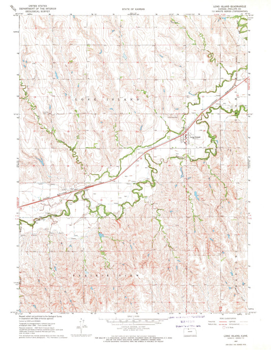 Classic USGS Long Island Kansas 7.5'x7.5' Topo Map Image