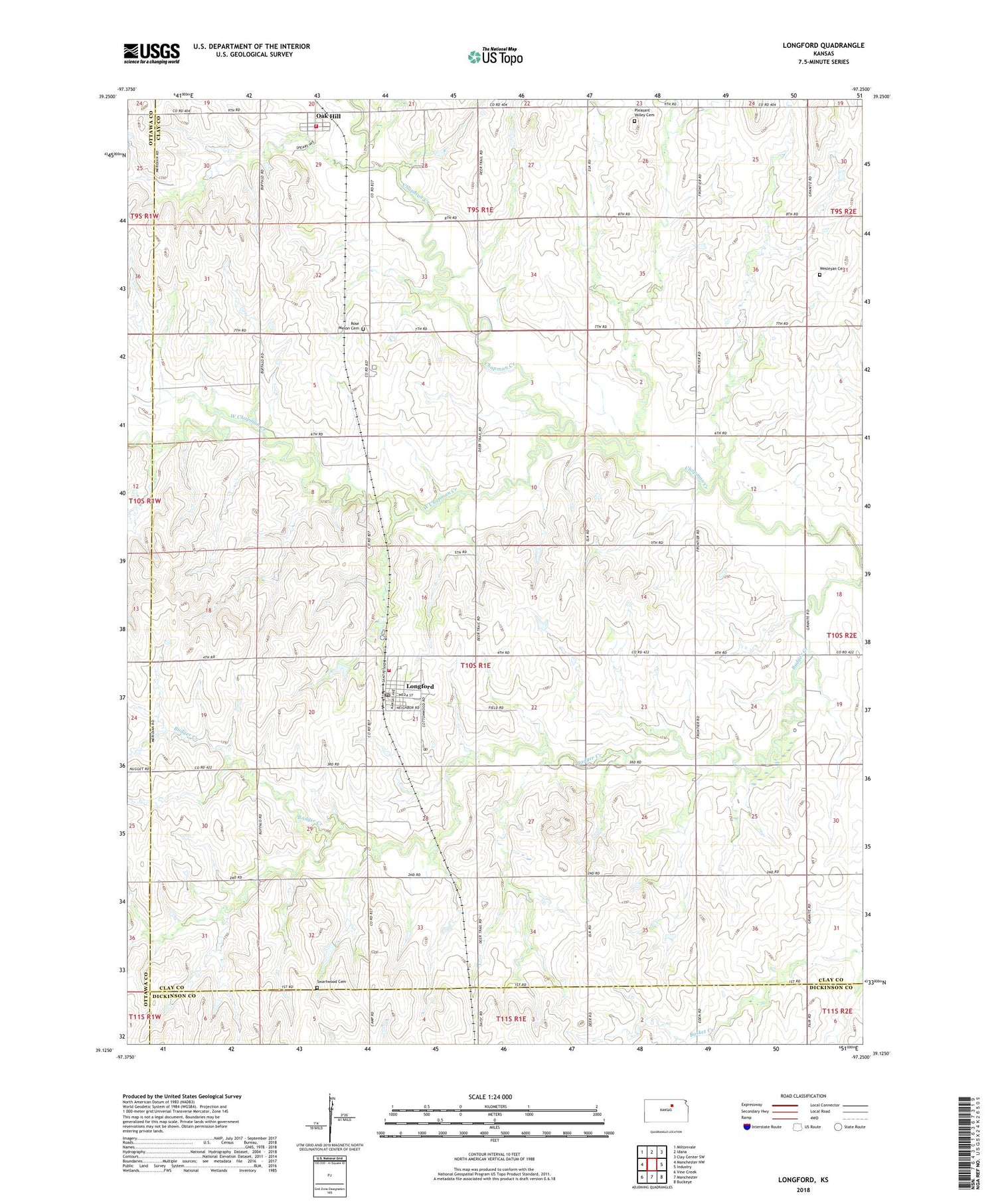 Longford Kansas US Topo Map Image