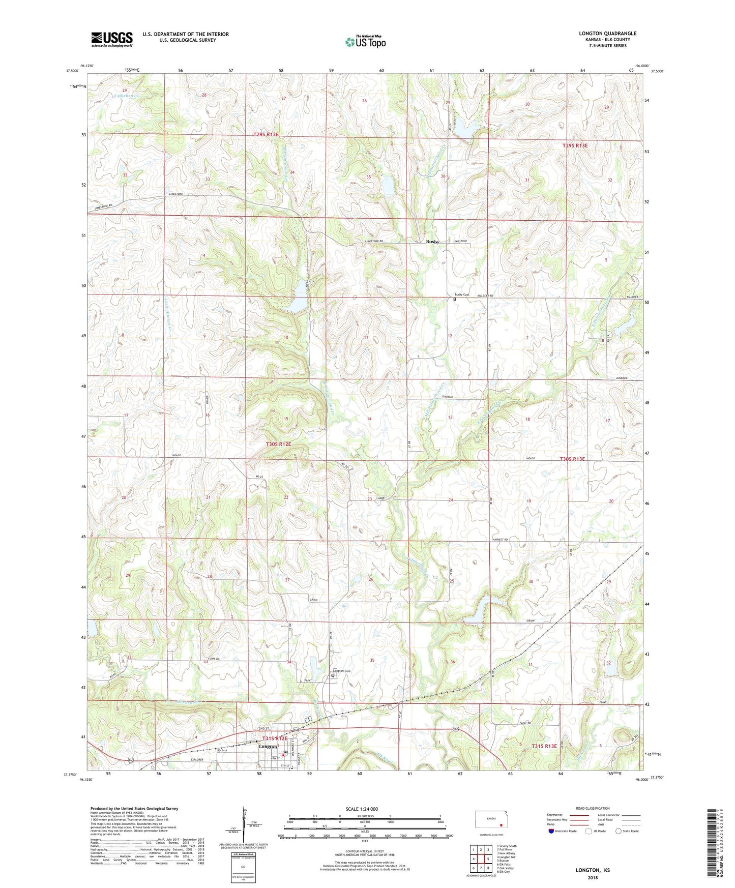 Longton Kansas US Topo Map Image