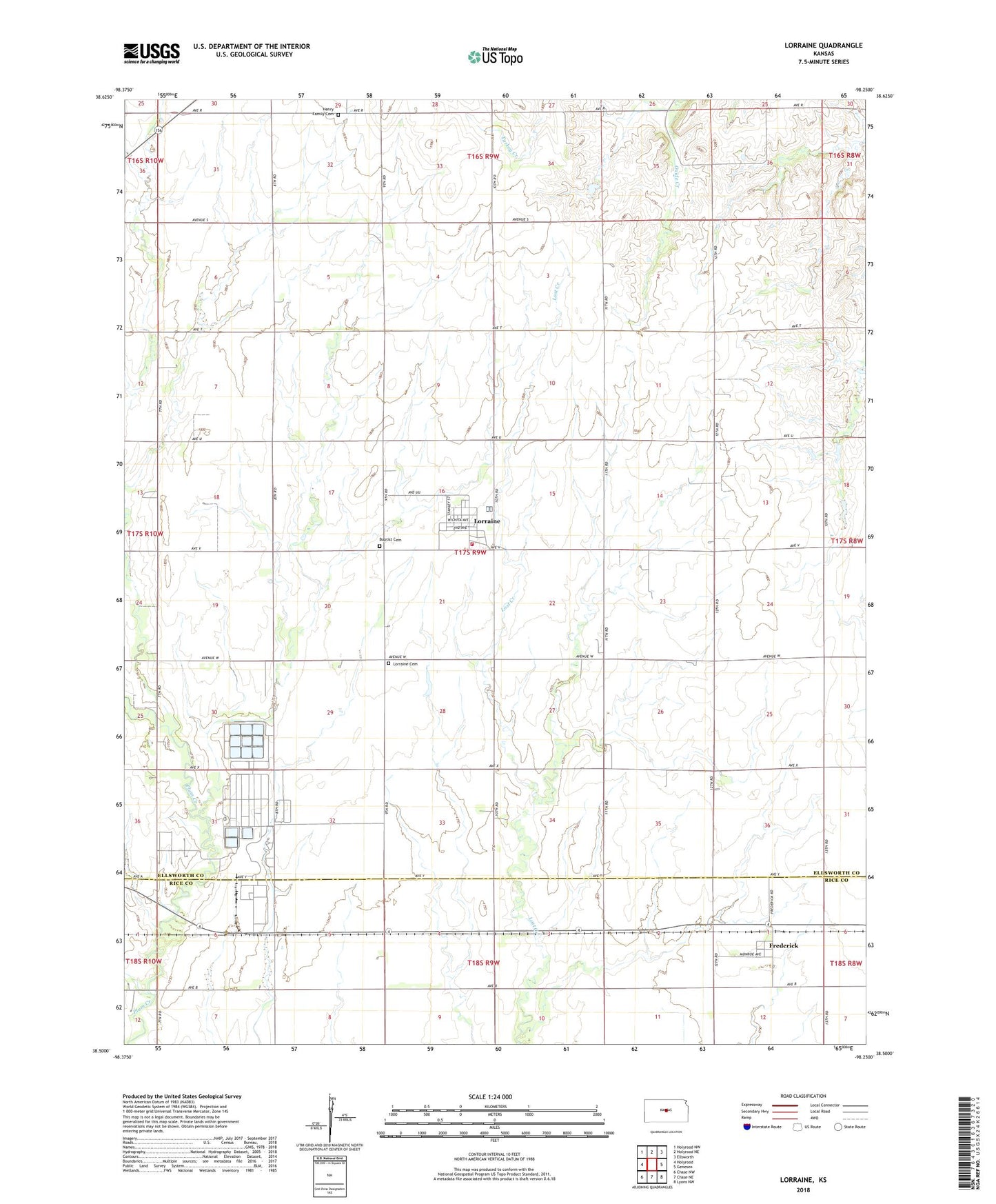 Lorraine Kansas US Topo Map Image
