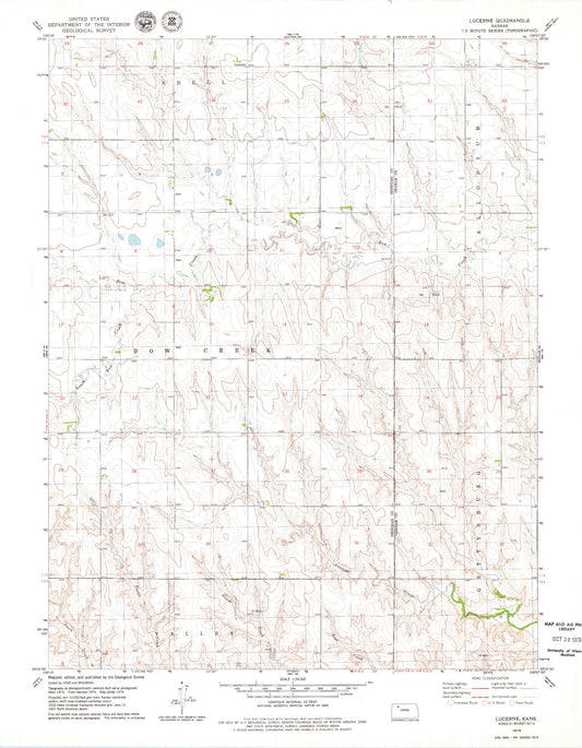 Classic USGS Lucerne Kansas 7.5'x7.5' Topo Map Image