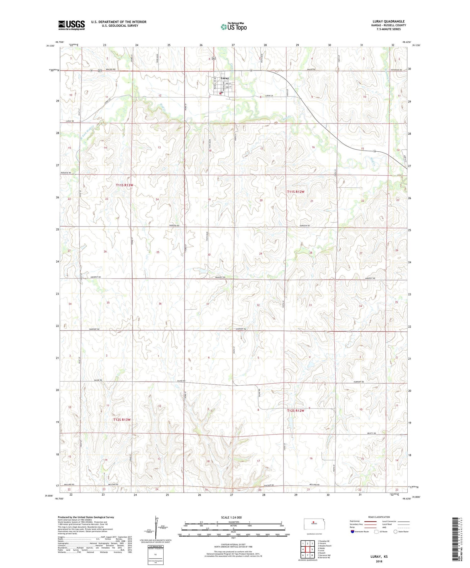 Luray Kansas US Topo Map Image